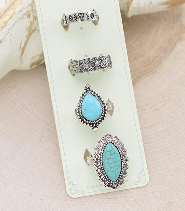 RINGS :: Wholesale Western Turquoise Ring Set