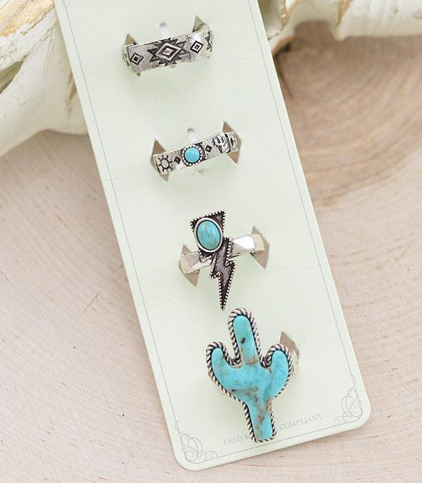 RINGS :: Wholesale Western Turquoise Ring Set