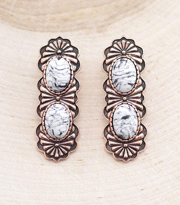 EARRINGS :: WESTERN POST EARRINGS :: Wholesale Western Semi Stone Drop Earrings