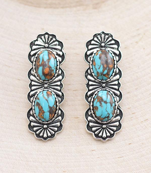 EARRINGS :: WESTERN POST EARRINGS :: Wholesale Western Turquoise Drop Earrings