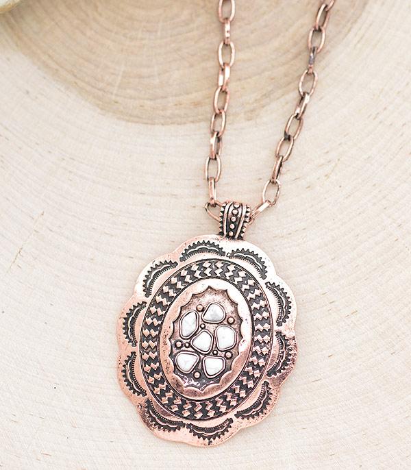 NECKLACES :: WESTERN LONG NECKLACES :: Wholesale Western Concho Pendant Necklace