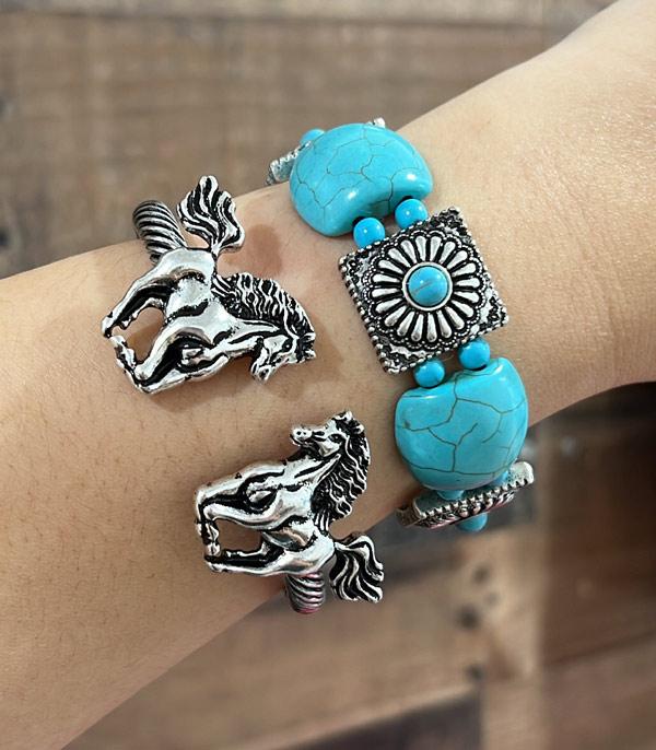 BRACELETS :: CUFF I BANGLE :: Wholesale Western Running Horse Cuff Bracelet