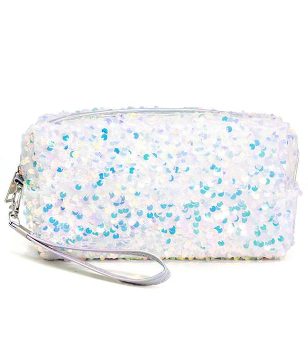 HANDBAGS :: WALLETS | SMALL ACCESSORIES :: Wholesale Sequin Cosmetic Pouch
