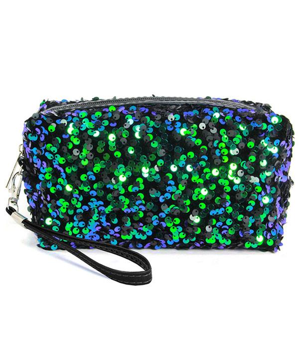 HANDBAGS :: WALLETS | SMALL ACCESSORIES :: Wholesale Sequin Cosmetic Pouch