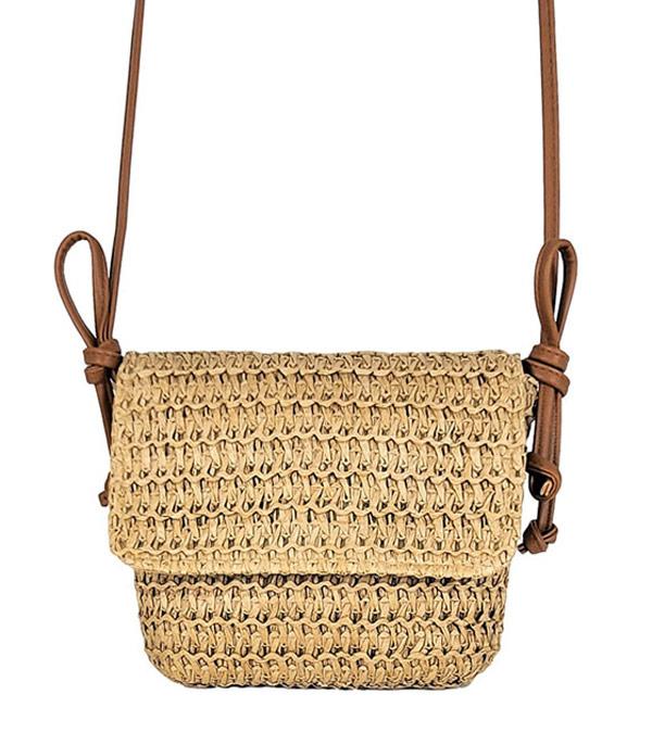 HANDBAGS :: CROSSBODY BAGS :: Wholesale Summer Straw Crossbody Bag