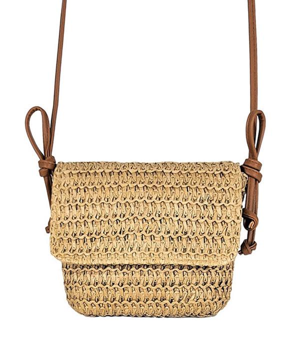 HANDBAGS :: CROSSBODY I CLUTCH BAGS :: Wholesale Summer Straw Crossbody Bag