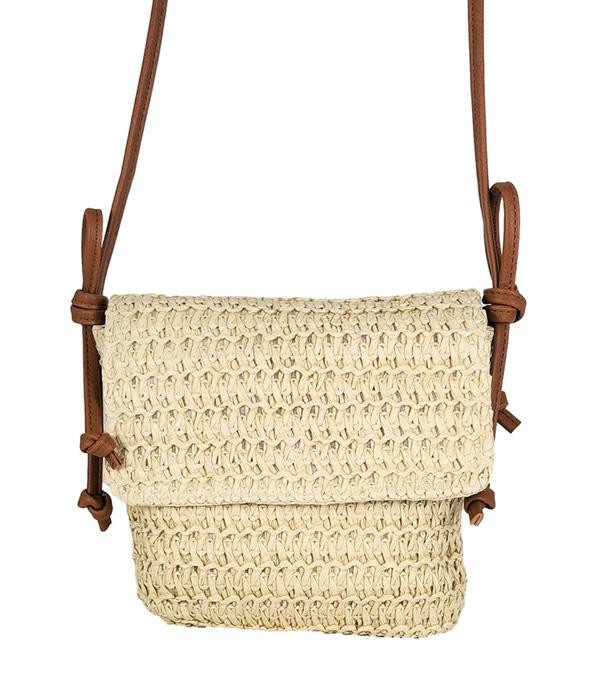 HANDBAGS :: CROSSBODY BAGS :: Wholesale Summer Straw Crossbody Bag