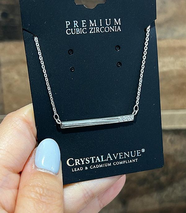 New Arrival :: Wholesale Crystal Avenue Silver Bar Necklace