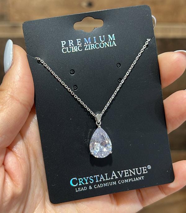 New Arrival :: Wholesale Teardrop Cubic Zirconia Necklace