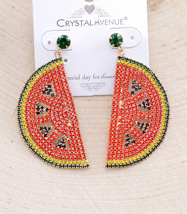 EARRINGS :: TRENDY EARRINGS :: Wholesale Rhinestone Watermelon Earrings