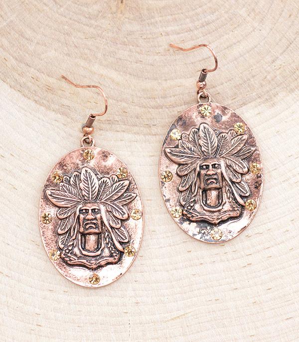 EARRINGS :: WESTERN HOOK EARRINGS :: Wholesale Western Indian Chief Earrings