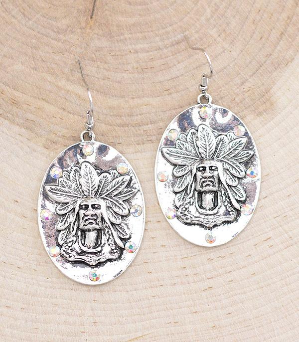 EARRINGS :: WESTERN HOOK EARRINGS :: Wholesale Western Indian Chief Earrings