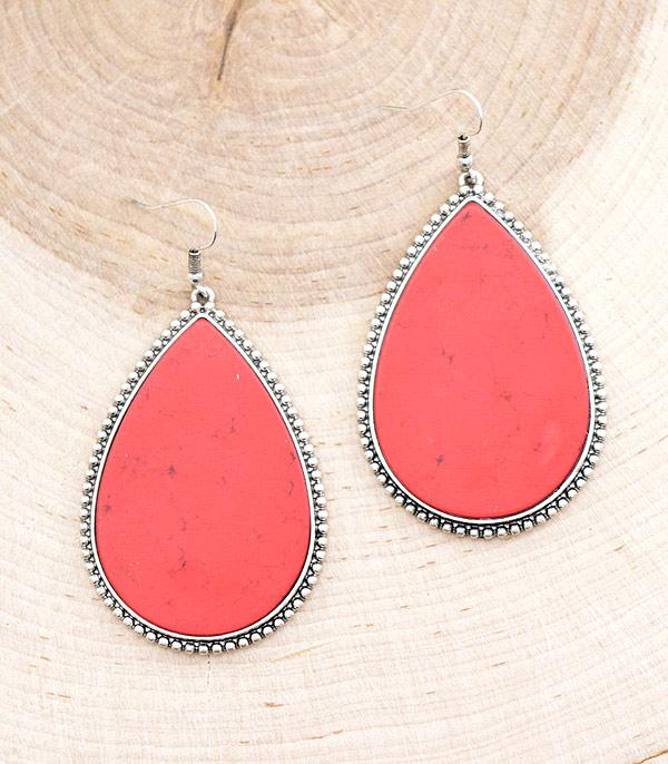 EARRINGS :: TRENDY EARRINGS :: Wholesale Western Semi Stone Teardrop Earrings