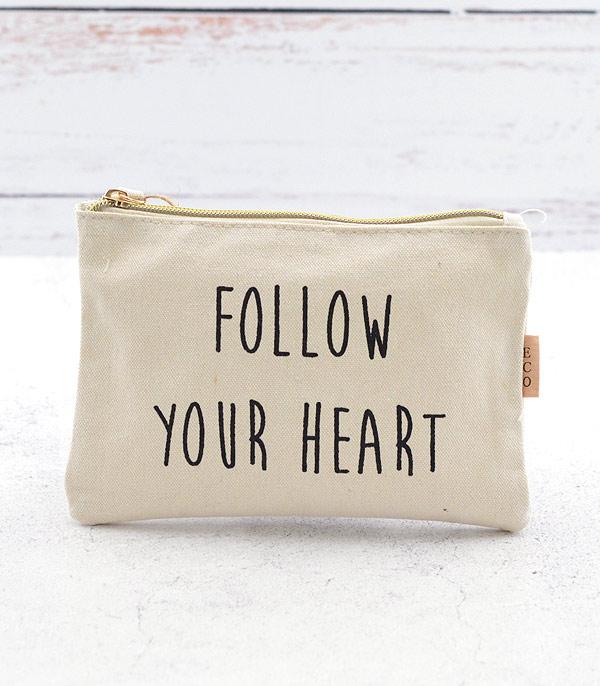 HANDBAGS :: WALLETS | SMALL ACCESSORIES :: Wholesale Follow Your Heart Cotton Pouch