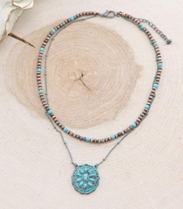 NECKLACES :: TRENDY :: Wholesale Western Concho Navajo Layered Necklace