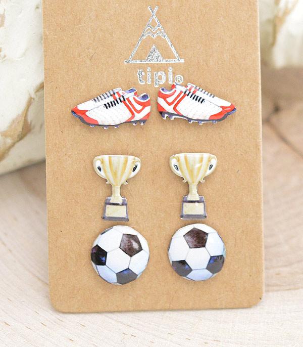 EARRINGS :: POST EARRINGS :: Wholesale Tipi Brand Soccer Theme Earrings