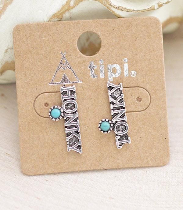 EARRINGS :: WESTERN POST EARRINGS :: Wholesale Western Honky Tonky Letter Earrings