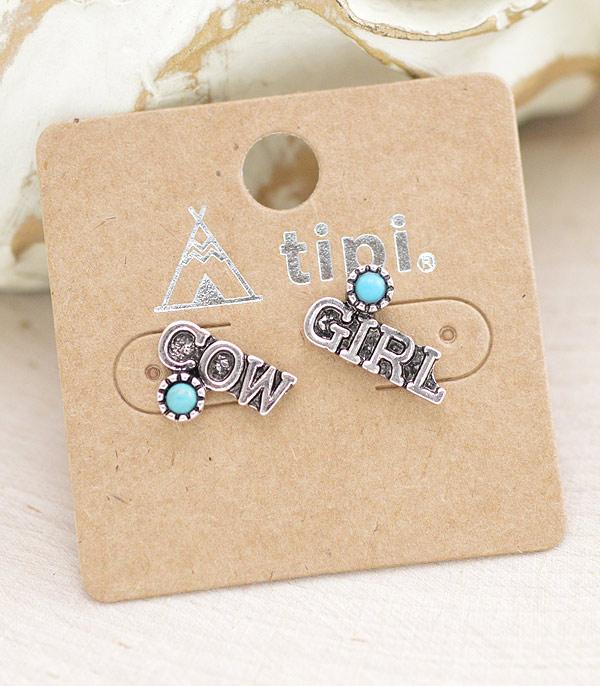 EARRINGS :: WESTERN POST EARRINGS :: Wholesale Western Cow Girl Letter Earrings