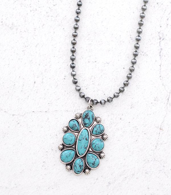 NECKLACES :: WESTERN TREND :: Wholesale Turquoise Semi Stone Concho Necklace