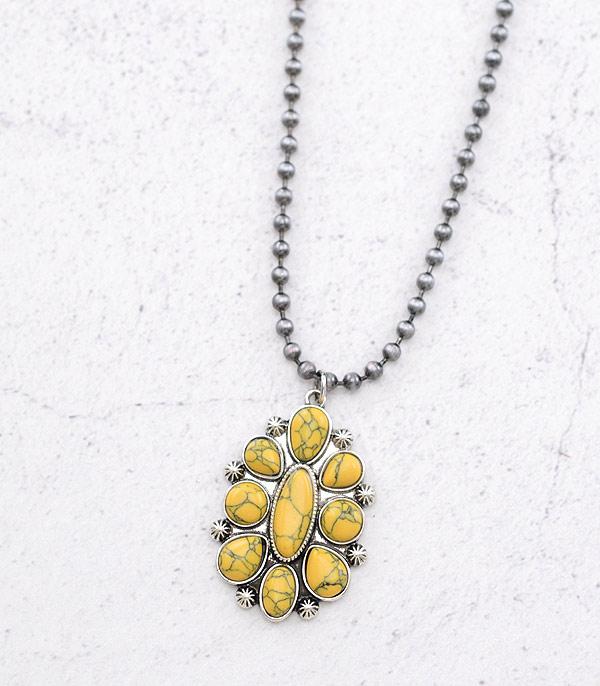 NECKLACES :: WESTERN TREND :: Wholesale Semi Stone Concho Pendant Necklace