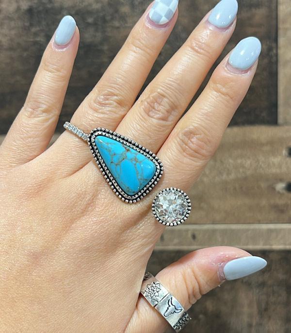 New Arrival :: Tipi Brand Turquoise Clear Stone Ring