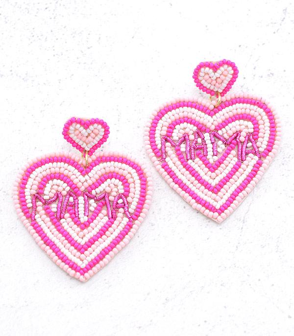 EARRINGS :: TRENDY EARRINGS :: Wholesale Seed Bead Mama Heart Earrings