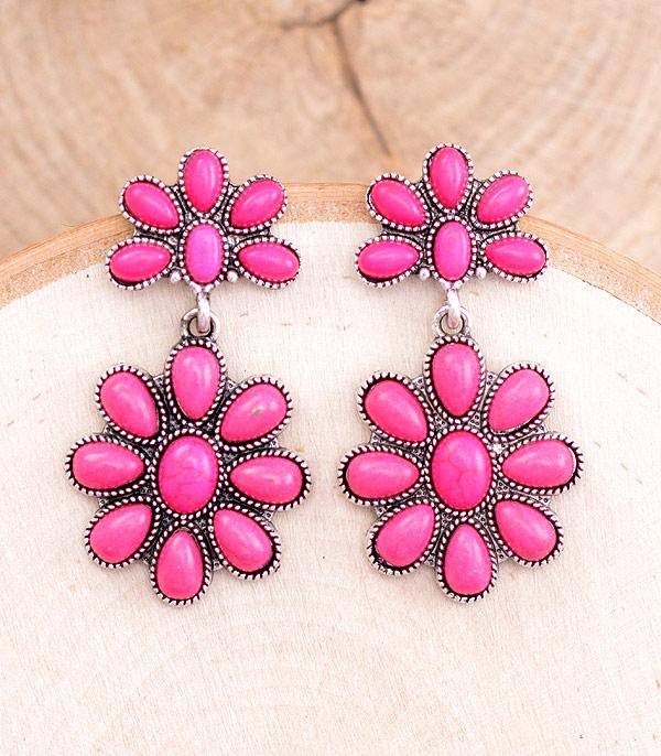 New Arrival :: Western Tipi Brand Fuchsia Semi Stone Earrings