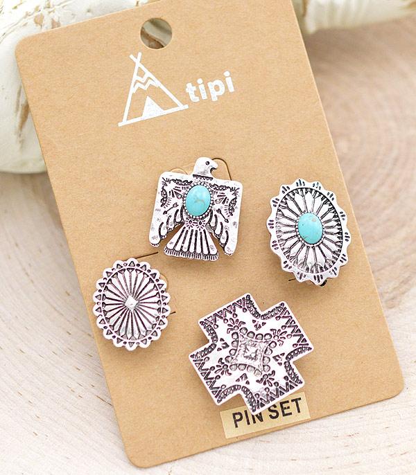 HATS I HAIR ACC :: HAT ACCESSORIES :: Wholesale Western Concho Pin Set