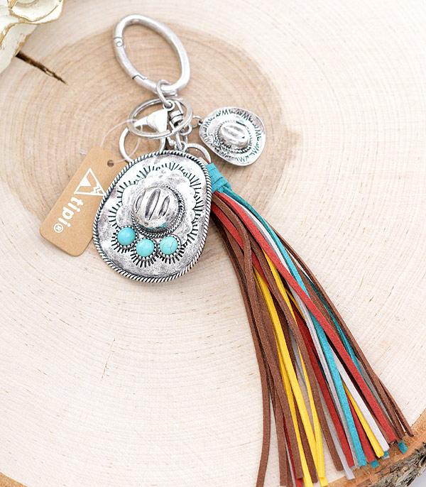 <font color=BLUE>WATCH BAND/ GIFT ITEMS</font> :: KEYCHAINS :: Western Cowboy Hat Tassel Keychain
