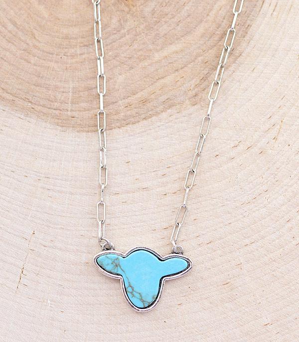 NECKLACES :: WESTERN TREND :: Wholesale Turquoise Cow Pendant Necklace