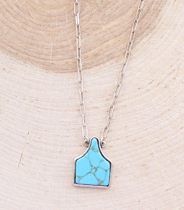 New Arrival :: Wholesale Turquoise Cattle Tag Necklace