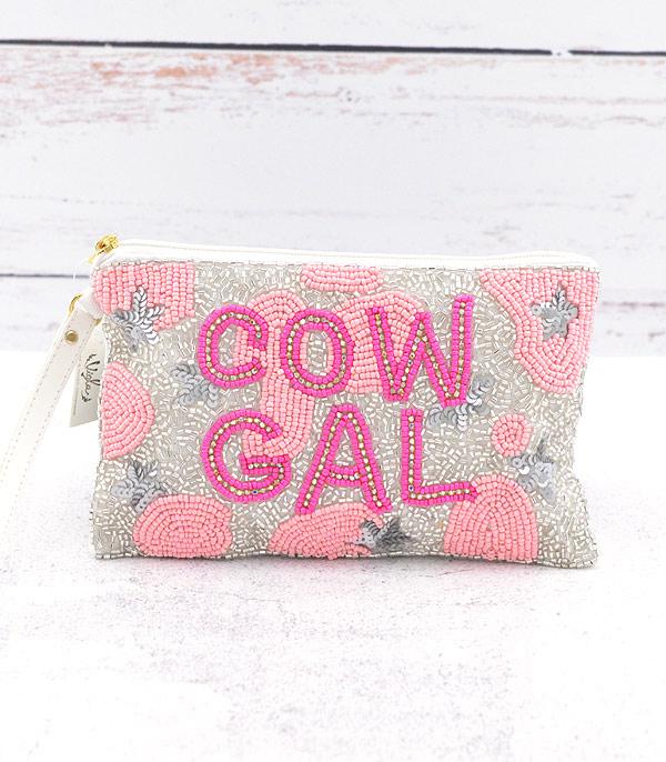 HANDBAGS :: WALLETS | SMALL ACCESSORIES :: Wholesale Beaded Cowgal Wristlet Bag