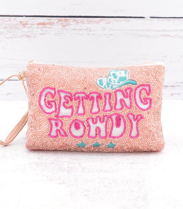 HANDBAGS :: WALLETS | SMALL ACCESSORIES :: Wholesale Getting Rowdy Beaded Wristlet Bag