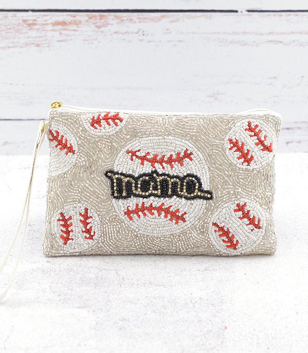 HANDBAGS :: WALLETS | SMALL ACCESSORIES :: Wholesale Baseball Mama Bead Wristlet Bag