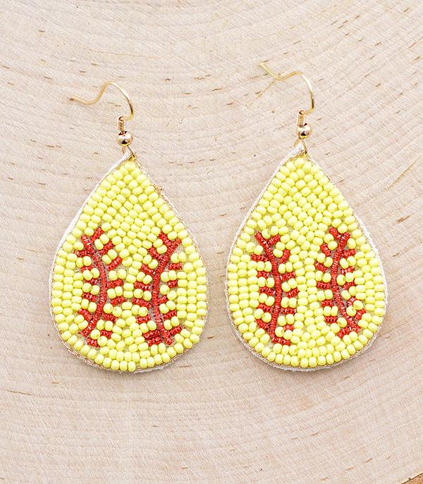 SPORTS THEME :: Wholesale Softball Beaded Teardrop Earrings