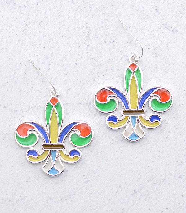 EARRINGS :: WESTERN HOOK EARRINGS :: Wholesale Fleur De Lis Dangle Earrings