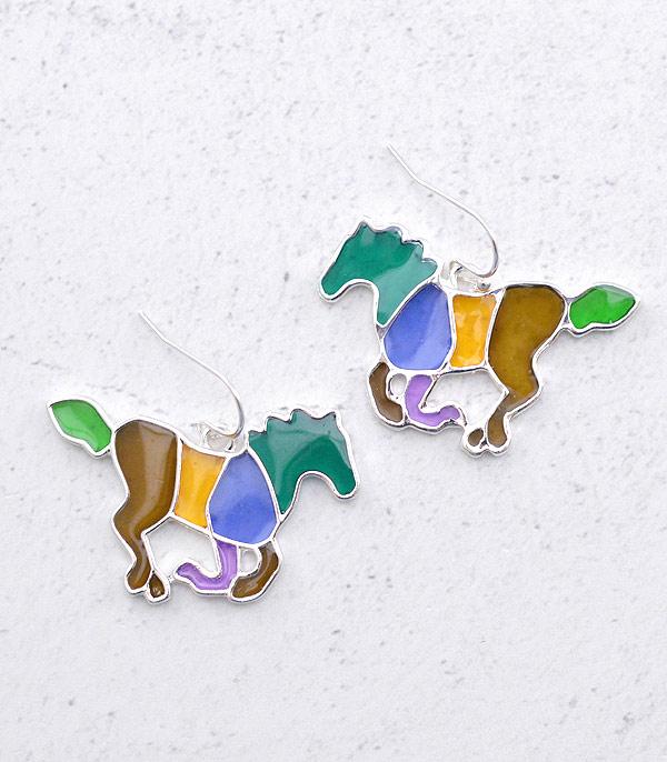 EARRINGS :: WESTERN HOOK EARRINGS :: Wholesale Running Horse Earrings