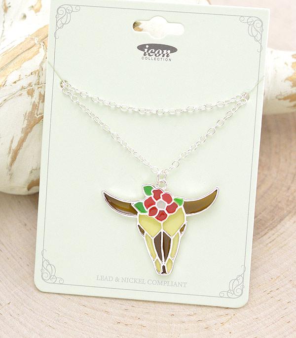 NECKLACES :: CHAIN WITH PENDANT :: Wholesale Steer Head Pendant Necklace
