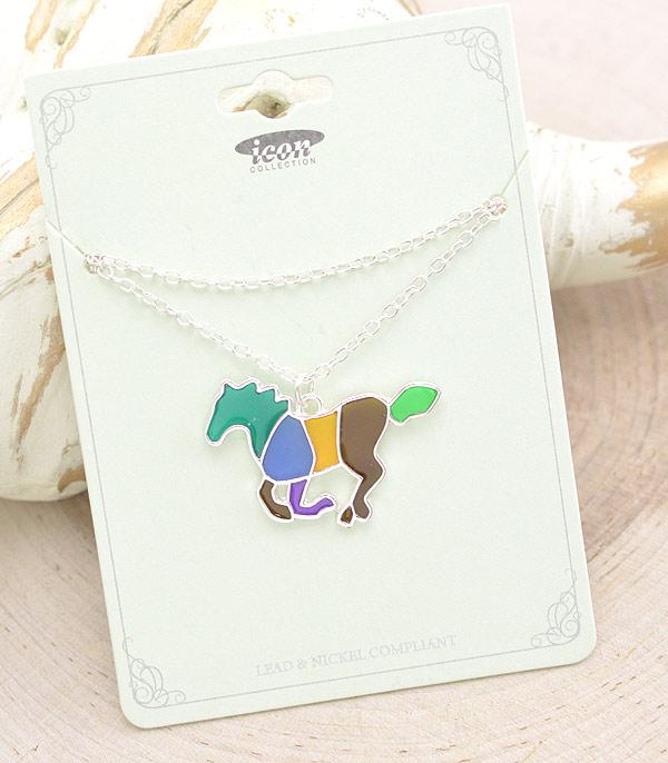 NECKLACES :: CHAIN WITH PENDANT :: Wholesale Running Horse Pendant Necklace