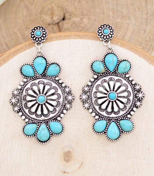 EARRINGS :: WESTERN POST EARRINGS :: Wholesale Turquoise Concho Earrings