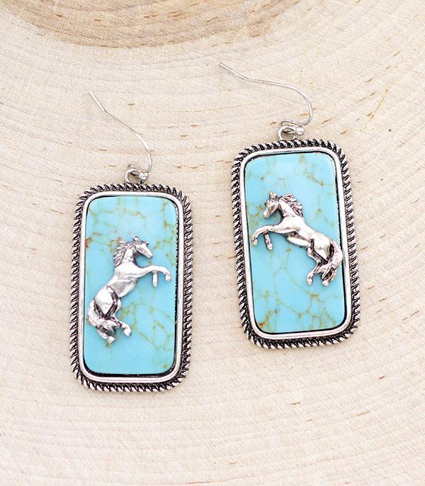 EARRINGS :: WESTERN HOOK EARRINGS :: Wholesale Western Turquoise Horse Earrings