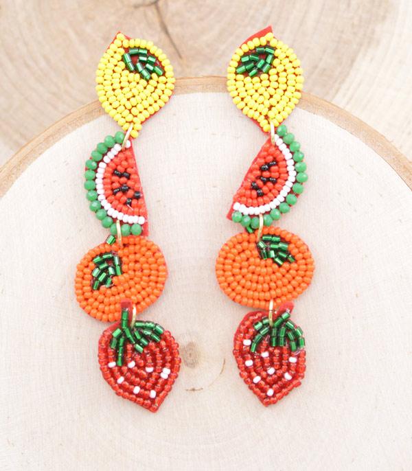 EARRINGS :: TRENDY EARRINGS :: Wholesale Seed Bead Fruit Earrings