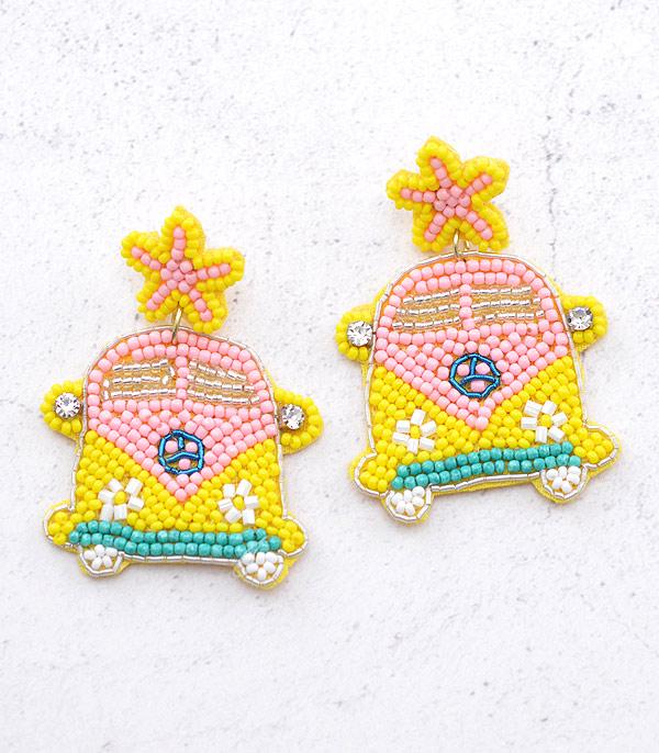 EARRINGS :: TRENDY EARRINGS :: Wholesale Seed Bead Retro Van Earrings