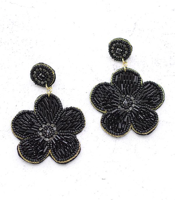 EARRINGS :: TRENDY EARRINGS :: Wholesale Seed Bead Flower Earrings