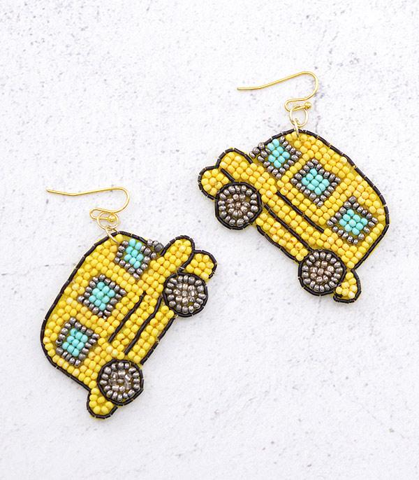 EARRINGS :: TRENDY EARRINGS :: Seed Bead School Bus Earrings