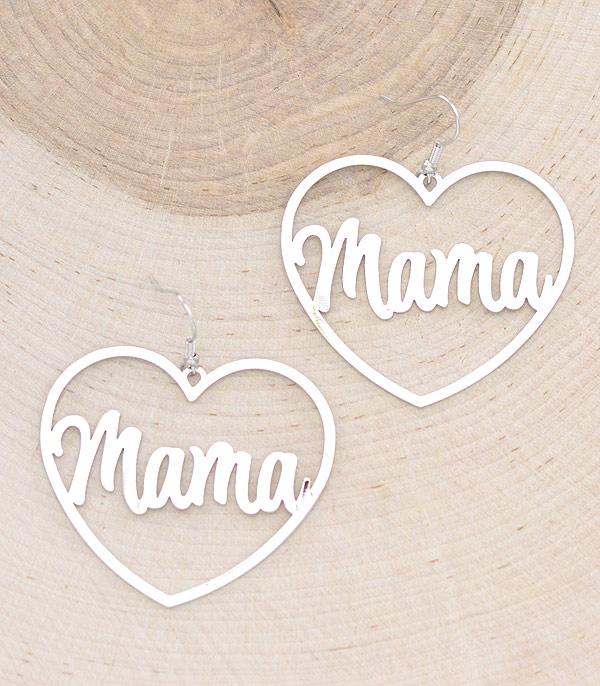 EARRINGS :: TRENDY EARRINGS :: Wholesale MAMA Heart Dangle Earrings