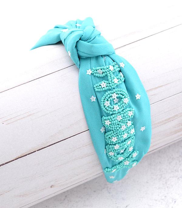 HATS I HAIR ACC :: HAIR ACCESSORIES :: Wholesale Howdy Beaded Top Knot Headband