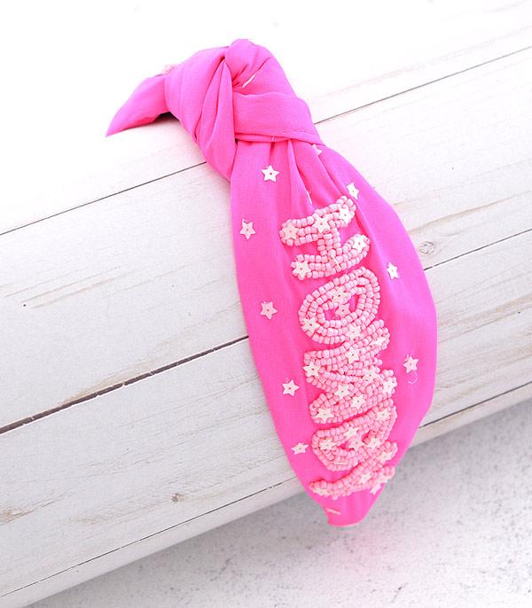 HATS I HAIR ACC :: HAIR ACCESSORIES :: Wholesale Howdy Beaded Top Knot Headband
