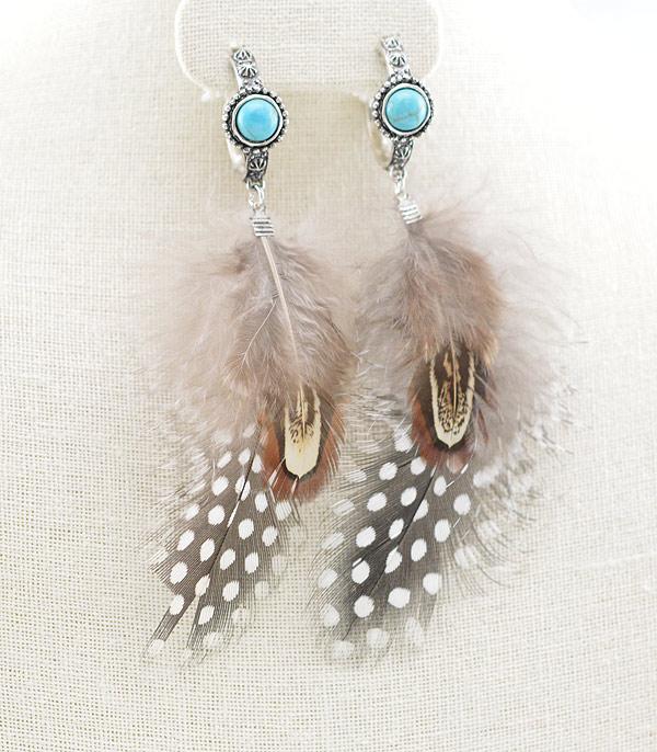 EARRINGS :: WESTERN POST EARRINGS :: Wholesale Western Hoop Feather Earrings