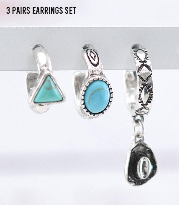 WHAT'S NEW :: Wholesale Western Turquoise Hoop Earrings Set